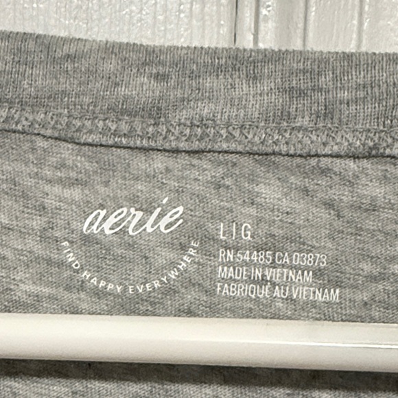 Aerie Light Gray V-Neck Short Sleeve Tee - Picture 3 of 4